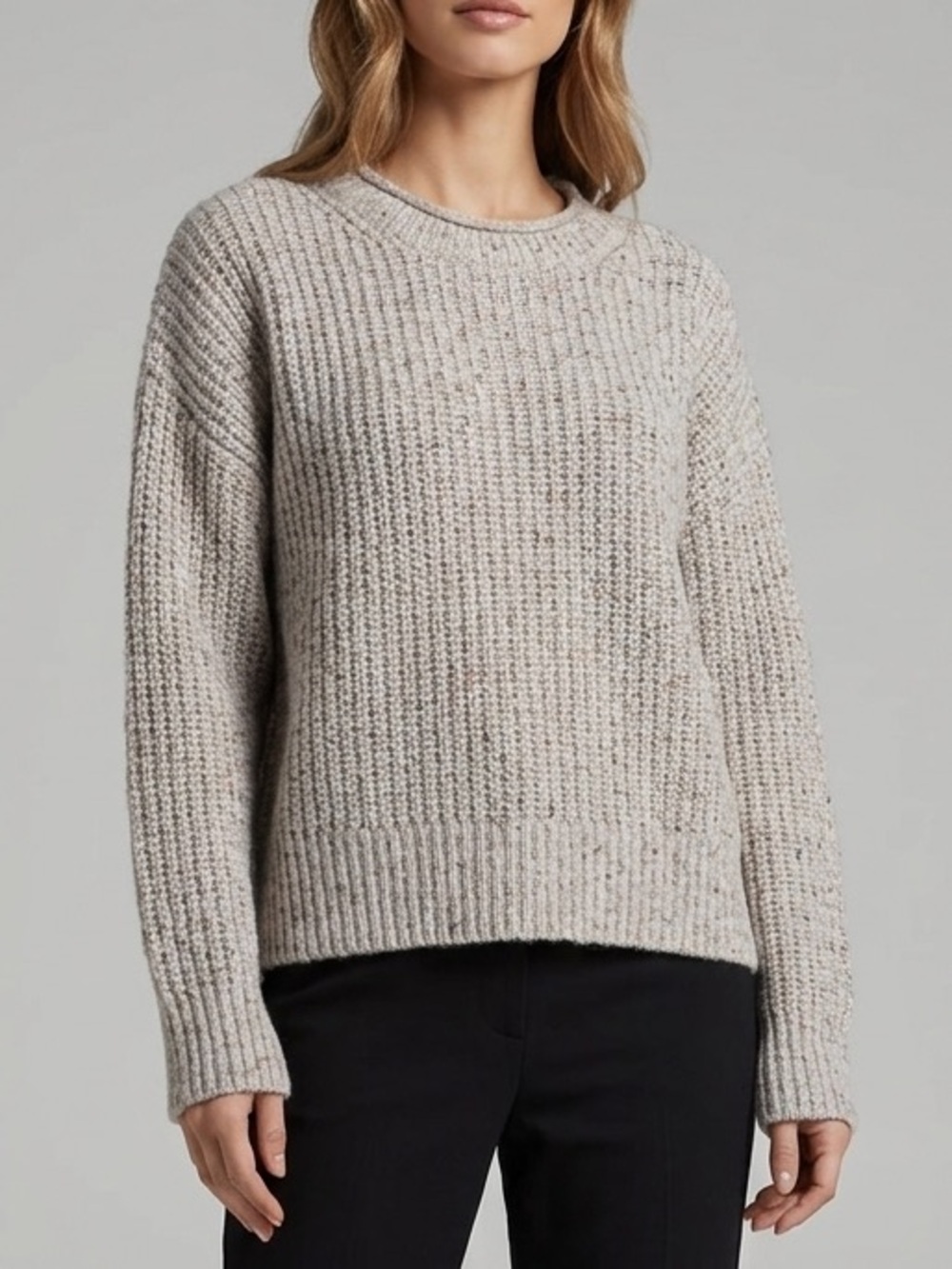 Rachel Zoe Women's Chunky Boxy Heathered Crewneck Sweater